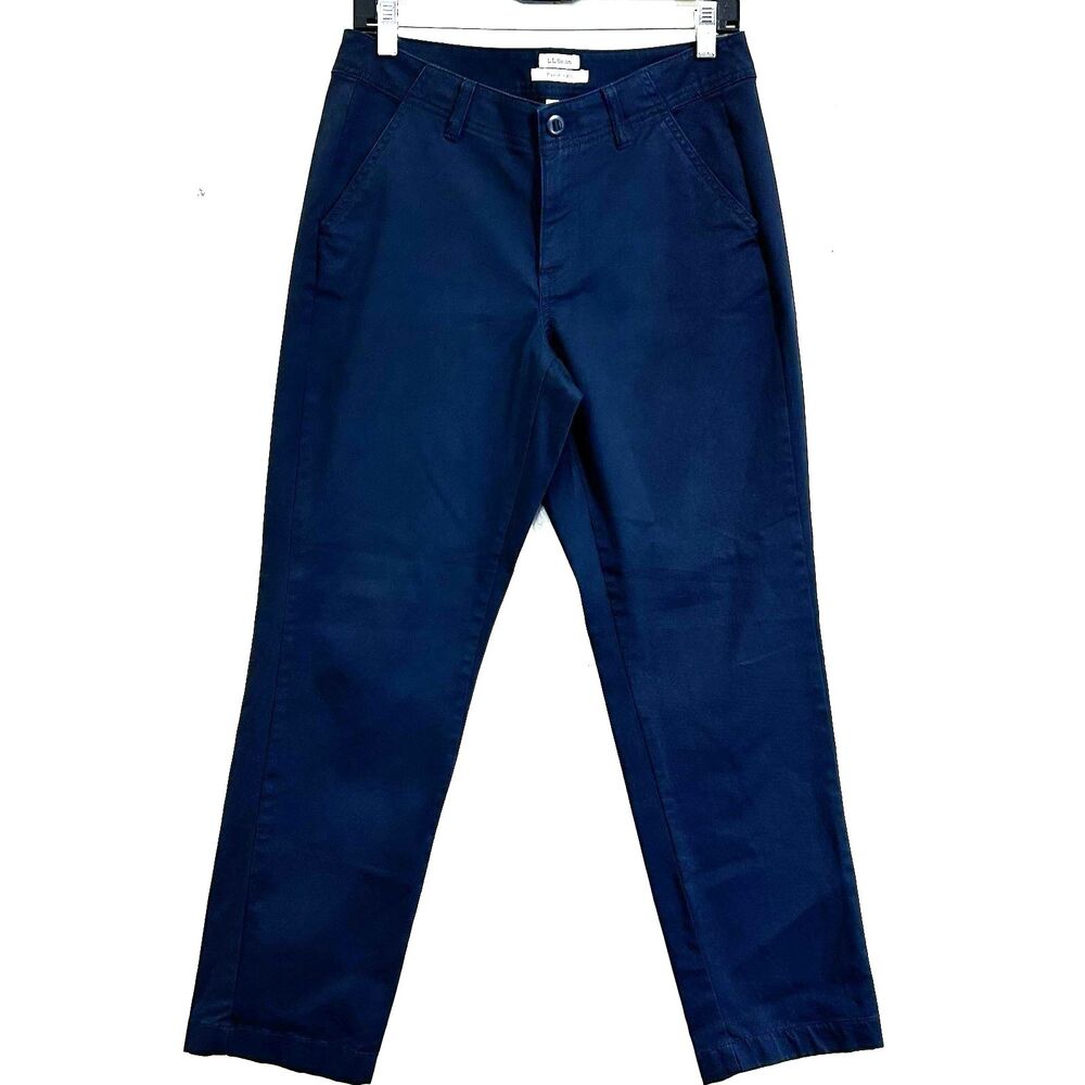 L.L. Bean Favorite Fit Navy Blue Chino Straight Leg Pants Size 6P Petite Pockets